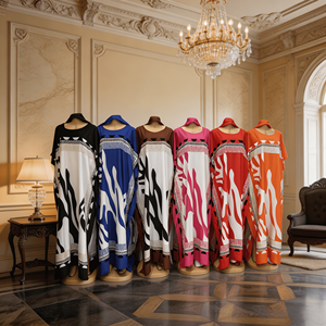 Nouvelle Robe Longue Décontractée Ample à Rayures et Col en V pour Femme Africaine, en Tissu Mélangé Élastique Teint en Fil, Manches Chauve-Souris, Collection Printemps 2026, Meilleure Vente - Product Image 5