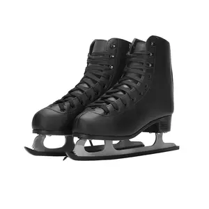 批发经典设计白色黑色PVC皮革冰面滑冰鞋
