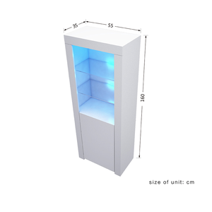 Mueble de exhibición alto y moderno de alto brillo, aparador LED con puerta para sala de estar, hospital, hotel o escuela, estilo de panel de madera - Product Image 5