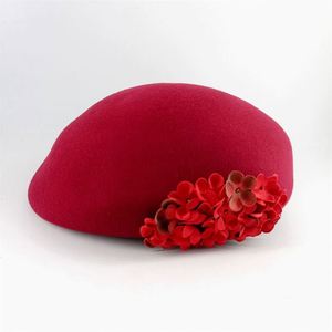 Boina de Lana 100% para Mujer, Moda Otoño Invierno, con Flor de Fieltro - Product Image 4