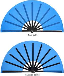 Éventail pliant noir décoratif de Kung Fu et Tai Chi chinois pour cadeaux de fête, avec poignée en plastique, grand éventail de Kung Fu, grand éventail à main sonore - Product Image 3