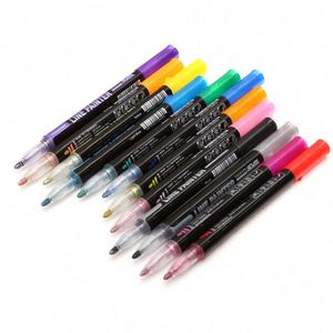 Juego de Marcadores Fluorescentes de Doble Línea con Purpurina Permanente, Diseño Nuevo, para Rocas, Bolsas de Lona, Tazas - Product Image 1