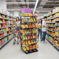 Support de présentation pliable personnalisé pour chips, présentoir à snacks en métal pour les magasins