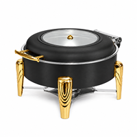Chauffe-Plat de Luxe pour Banquets d'Hôtel et Mariages, 6L, Circulaire, en Acier Inoxydable, avec Couvercle Visible, pour Restaurants