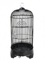Cage à oiseaux ronde noire de qualité supérieure avec support et accessoires, cage à perroquet durable avec mangeoire et perchoir pour perruches, canaris