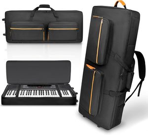 Padded Rolling Gig <b>Bag</b> for Digital Piano Custom 61-Key Keyboard Case with <b>Wheels</b> - Product Image 1