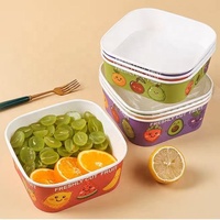 Aanpassen Logo Afdrukken Wegwerp Wit Papier Slakom Kraftpapier Doos Voor Vierkant Fruit Voedsel Container Met Pp Deksel