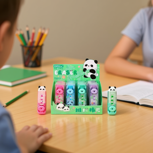 Weibo Panda Push Pull Eraser 16Pcs Mechanical Rubber With PP For Kids School Use - Product Image 2