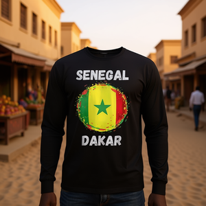 Camiseta de manga larga con bandera de Senegal Dakar, diseño retro vintage - Product Image 3