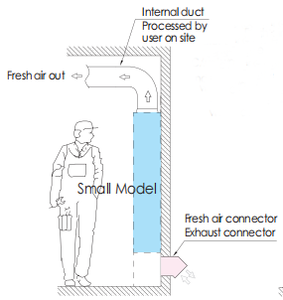 Purificateur d'air intelligent BIBO avec récupération de chaleur pour maisons, bureaux, hôpitaux, gymnases, salles - Économie d'énergie, métal, 500m³ - Product Image 3
