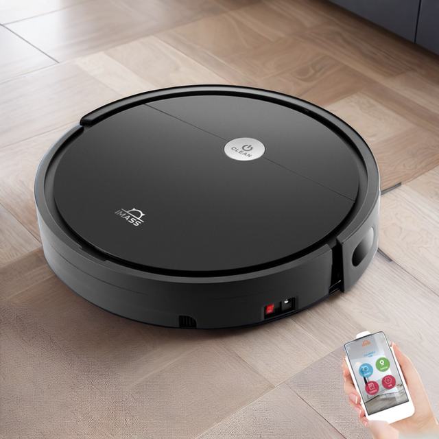 Smart Robot Vacuum Cleaner with Gyroscope and Mop for Wet/Dry Mopping HEPA Filter Battery-Powered for Hotel & Household Use