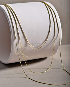 Лидер продаж, позолоченная цепочка из тонкой змеиной кости, ожерелье, ювелирные изделия, 1,5 мм * 46 см, круглая цепочка, ожерелье - Product Image 4