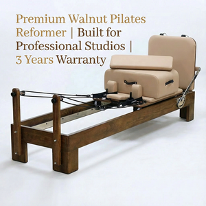 Máquina Reformer Clásica de Nogal, Modelo Ancho, Cama con Núcleo de Cuero Sintético para Fitness y Musculación, Reformer de Nogal Core St - Product Image 2