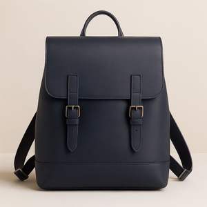 Sac à dos en cuir véritable de qualité supérieure avec fermeture à double boucle, pour le bureau, l'université et les voyages - Product Image 1