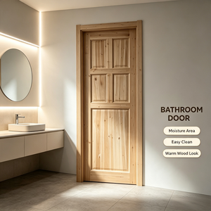 Puerta de Madera Maciza de Abeto sin Pintar para Remodelación de Viviendas Residenciales - Product Image 2