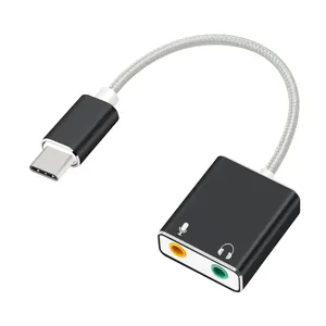 Adaptador de placa de som externa, adaptador usb tipo c, placa de som USB-C para entrada de 3.5mm, microfone para laptop, macbook pro
