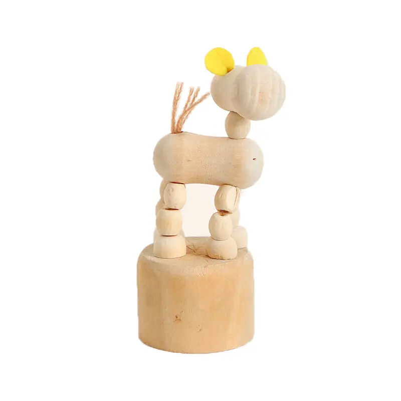 Animé mobile bricolage bois couleur jaune-oreille marionnette chiot Style Simple chien en bois plusieurs tailles décoration de bureau