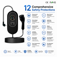 Chargeur EV portable 7 kW CE RoHS TUV Type 2 32A 220V pour Tesla Volkswagen BMW Audi Mercedes Renault Peugeot Fiat