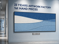 Art mural abstrait 3D en corde tressée, motif vague océanique bleue et blanche étoilée, encadré OEM, grande décoration pour hôtel, salle à manger, couloir, vente en gros personnalisée