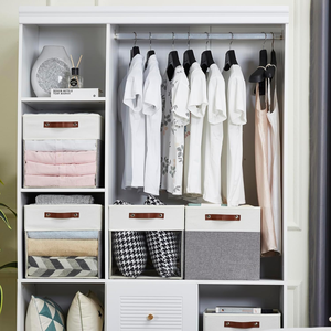 Paniers de rangement pliables en lin Organisateurs de stockage de vêtements en tissu Boîte de rangement transparente - Product Image 5