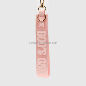 Llavero de Lujo con Correa de Muñeca, Color Rosa Claro, Tejido, Nunca Pierde el Objeto, con Herrajes Dorados - Product Image 5