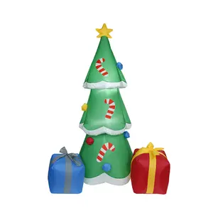 6 feet LED Christmas tree with 2 Gift Wrapped Boxes supplies Blow Up toy animal inflatables outdoor yard decorations