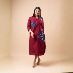 Vestido Camisero Midi de Lino con Bordado Floral para Mujer, Ropa Casual Elegante, Prenda de Boutique - Product Image 4