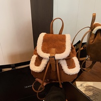 Sac à dos Zeyu pour femme en faux daim avec garniture Sherpa et cordon de serrage, collection Hiver 2026, style vintage décontracté, sac à dos en peluche, sac à dos en fausse fourrure ODM/OEM