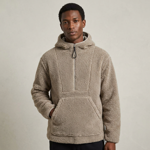 <b>mens</b> <b>sherpa</b> pullover hoodie with cotton <b>fleece</b> construction private label service for independent retailers - Product Image 1