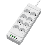 Multiprise avec parasurtenseur 8 ports AC prise EU, 3 USB-A 2.4A,1 USB-C 20W Charge rapide