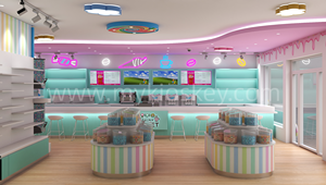2025 Magasin de glaces et de bonbons design d'intérieur présentoir de magasin de bonbons personnalisé avec comptoir de bar de crème glacée à vendre - Product Image 2
