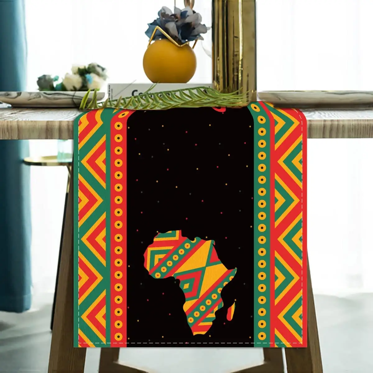 ニクロリネンコットン家庭用6月アフリカ自由の日テーブルクロスポリエステル生地パターン印刷テーブルランナー装飾