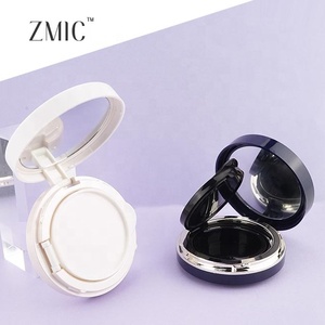 Boîte compacte ronde en plastique vide, monochrome noir et blanc, pour poudre et blush, avec double liner et coussin d'air, vente en gros - Product Image 2
