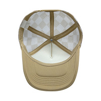 Gorra de camionero de calidad para exteriores con protección solar, gorra de béisbol transfronteriza de 5 piezas con diseño de cuadros estampados, gorra de camionero directa de fábrica