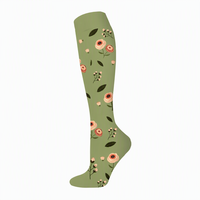 Nouvelles chaussettes de compression en nylon à imprimé végétal, absorbant la transpiration, pour la course, le yoga, la corde à sauter, les sports, chaussettes élastiques mi-mollet