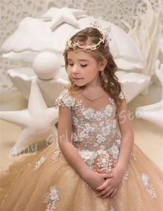 <span class=keywords><strong>Abiti</strong></span> da Damigella Personalizzati con Fiori e Applicazioni Floreali in Tulle <span class=keywords><strong>per</strong></span> Matrimoni, Eleganti Vestiti da Cerimonia <span class=keywords><strong>per</strong></span> Bambine, Prima Comunione e Ballo di Fine Anno - Product Image 2