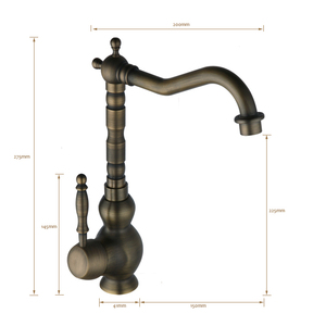 Keran Wastafel Klasik Antik Warna Perunggu Disikat Keran Dapur Kuningan Tuas Tunggal - Product Image 6