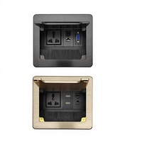 Enchufe de Mesa Abatible con Cepillo para Ocultar el Conector, Toma de Corriente Multimedia para Escritorio de Oficina con Puertos de Red HDMI y VGA