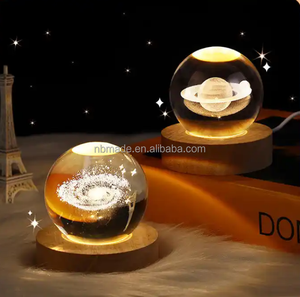 Desktop decorazione per la casa 3D all'ingrosso arte sfera di cristallo lampada notturna 3d sistema solare luminoso sfera di cristallo decorazione luci notturne - Product Image 1