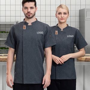 Veste de Chef Bleue Uniformes de Restaurant Ensembles Arabes Hommes Uniforme de Chef Toutes Couleurs Vente en Gros Veste de Cuisine Homme Gris - Product Image 1