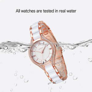 Montres-bracelets classiques SINOBI pour femmes S9858L Bracelet en céramique et alliage Montre à quartz pour femme avec date automatique Usine chinoise OEM - Product Image 2