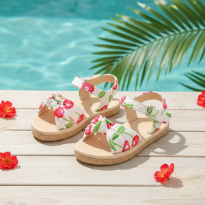 Sandales plates respirantes de style coréen OZKIZ F02 pour filles, à bout ouvert, motif floral, été, 2-7 ans, vente en gros, mode enfantine - Product Image 3