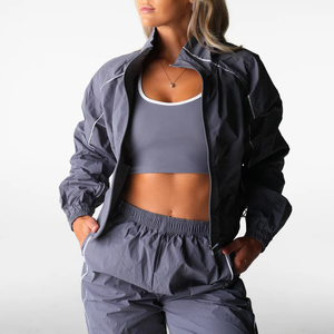 <span class=keywords><strong>Veste</strong></span> coupe-vent imperméable pour la course à pied en plein air, personnalisable, pour femmes, <span class=keywords><strong>fitness</strong></span>, extensible dans 4 directions, avec bande réfléchissante, col montant, <span class=keywords><strong>veste</strong></span> courte - Product Image 3