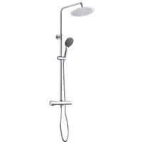 Système de douche thermostatique mural en laiton, finition chrome poli, ensemble de douche à double poignée avec fonction pluie