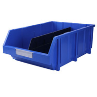 Boîte de rangement modulaire empilable INORDER pour rayonnage d'entrepôt, bac de préhension ouvert avec fente pour étiquette, bleu