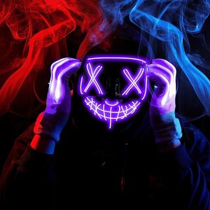 หน้ากาก LED รุ่นใหม่ Vendetta Shy Guy EL Cold Light Hacker สำหรับคอสเพลย์ งานปาร์ตี้ฮาโลวีน แสงนีออน - Product Image 3