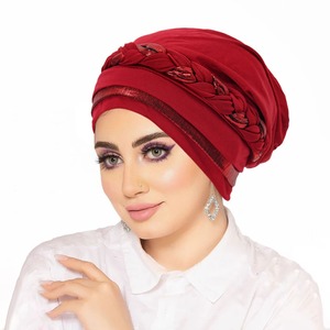 Turbante Musulmán Nuevo al por Mayor, Gorro Hijab con Nudo Trenzado Brillante para Mujer, Gorros para el Cabello de Mujer de Talla Grande a la Moda - Product Image 5