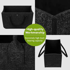 Bolsa de Compras Plegable de Fieltro, Grande, Negra y Gris Claro, para Almacenamiento y Compras - Product Image 5
