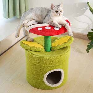 Plush Cat Tree Mushroom Cat Bed Sisal Scratching <b>Post</b> Indoor Cat Furniture with Toy for Living Room - Product Image 2