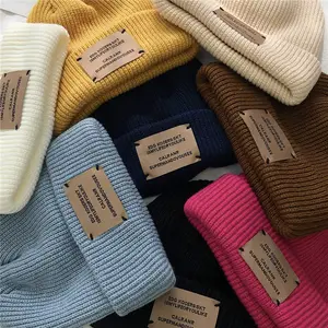 Mũ Dệt Kim Nam Nữ Có Miếng Vá Tùy Chỉnh Mũ Beanie Mùa Đông Có Nhãn Dệt